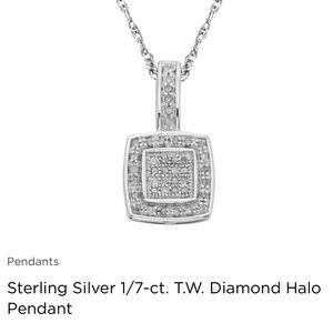 Sterling Silver 1/7 Ct TW Diamond Halo Pendant